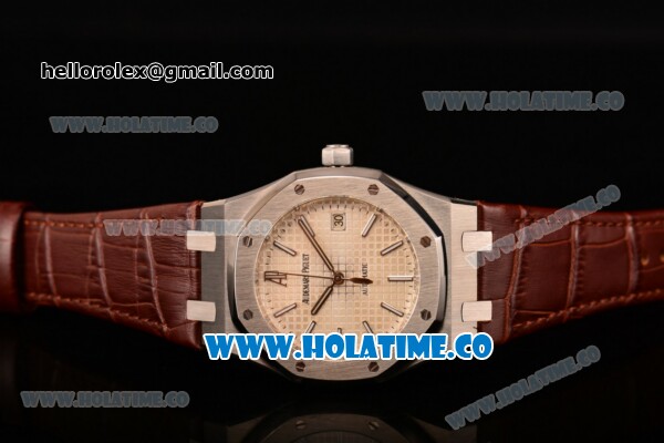Audemars Piguet Royal Oak 39MM Swiss ETA 2824 Automatic Steel Case with Grey Dial Brown Leather Strap and Stick Markers (BP) - Click Image to Close